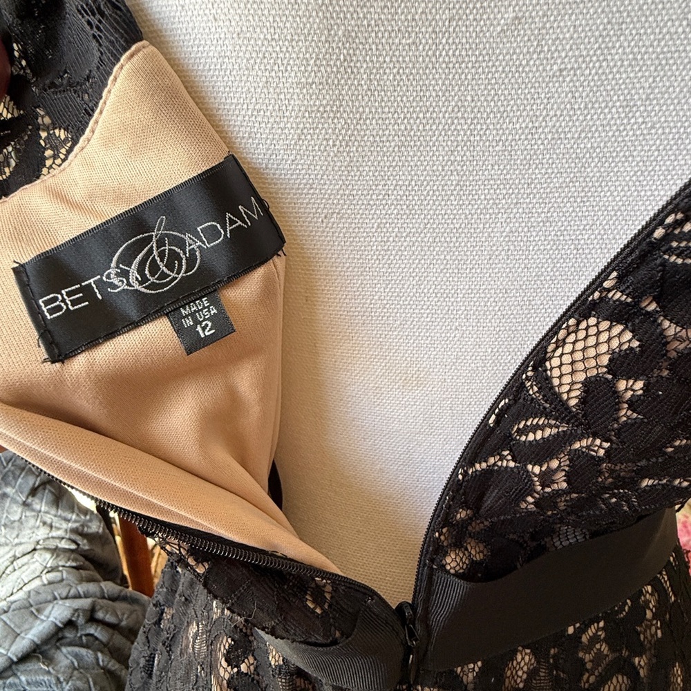 ❤️💋Charming Betsy & Adam Elegant Sleevless Black Lace Formal Cocktail Dress - Picture 11 of 14